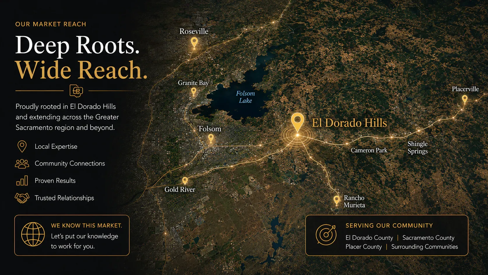 A map of the El Dorado Hills area showing the households a local business is trying to reach